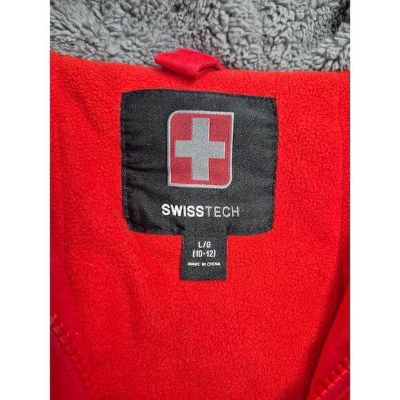 Swiss Tech Polyester Winter Coat Black/Red Shell Boys Sz LG 10-12 - Picture 4 of 7